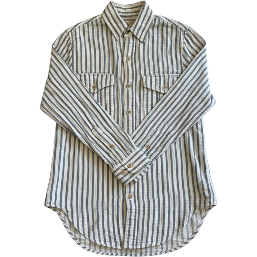 MOTHER Denim Striped Button Down Shirt Grey White Gauze Long Sleeve XS